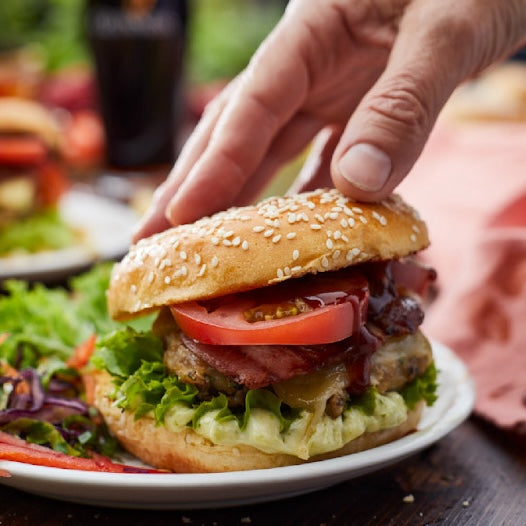 GUINNESS STICK BBQ CHICKEN BURGER