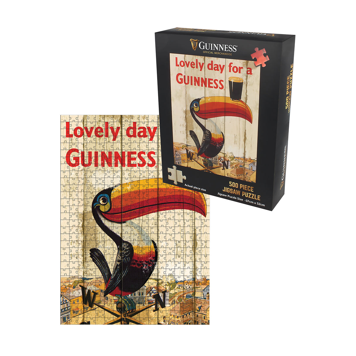 An iconic Guinness Toucan Jigsaw Puzzle 1000 Pcs with an image of a toucan and a guinea pig, made by Guinness UK.