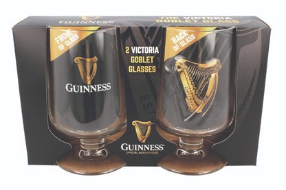 Two Guinness Embossed Stem Glasses 420ml - 2 Pack in a box by Guinness UK.