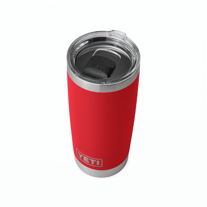 The Guinness Six Nations - Yeti 20oz Tumbler in red from Guinness Webstore UK, featuring a clear plastic lid and stainless steel base, is ideal for sipping your favorite drink while watching the Six Nations rugby action.