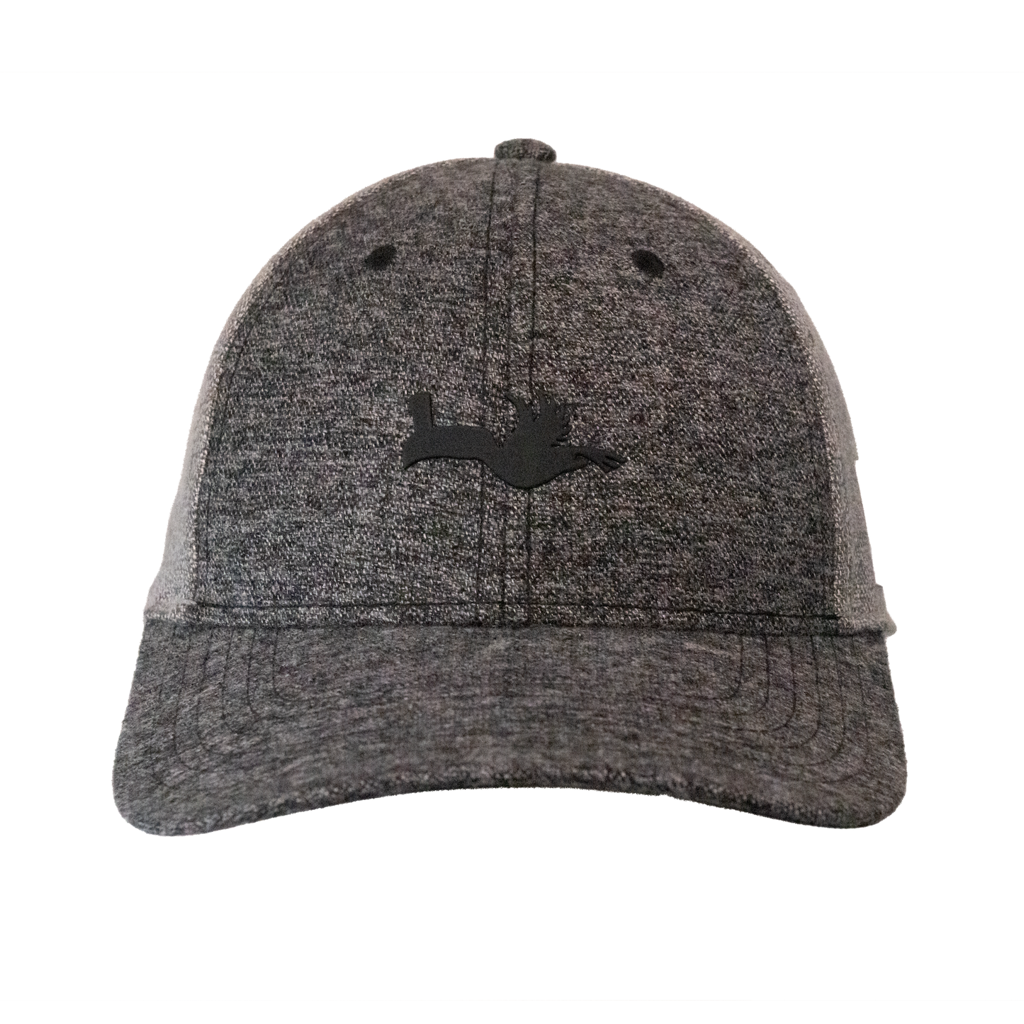 The Guinness Heathered Wool Grey Cap from Guinness Webstore UK is shown from the front, featuring a black embroidered flying duck logo on the front panel against a white background.