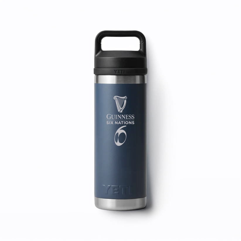 The Guinness Six Nations Yeti 18oz Chug Bottle in navy from Guinness Webstore UK features the rugby logo—ideal for fans on the move.