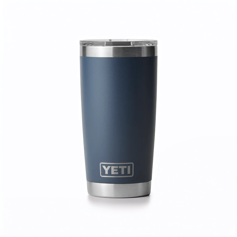The Guinness Six Nations Yeti 20oz Tumbler in matte navy from Guinness Webstore UK features double-wall vacuum insulation and the "YETI" logo—ideal for enjoying your favorite drinks during the Six Nations rugby.