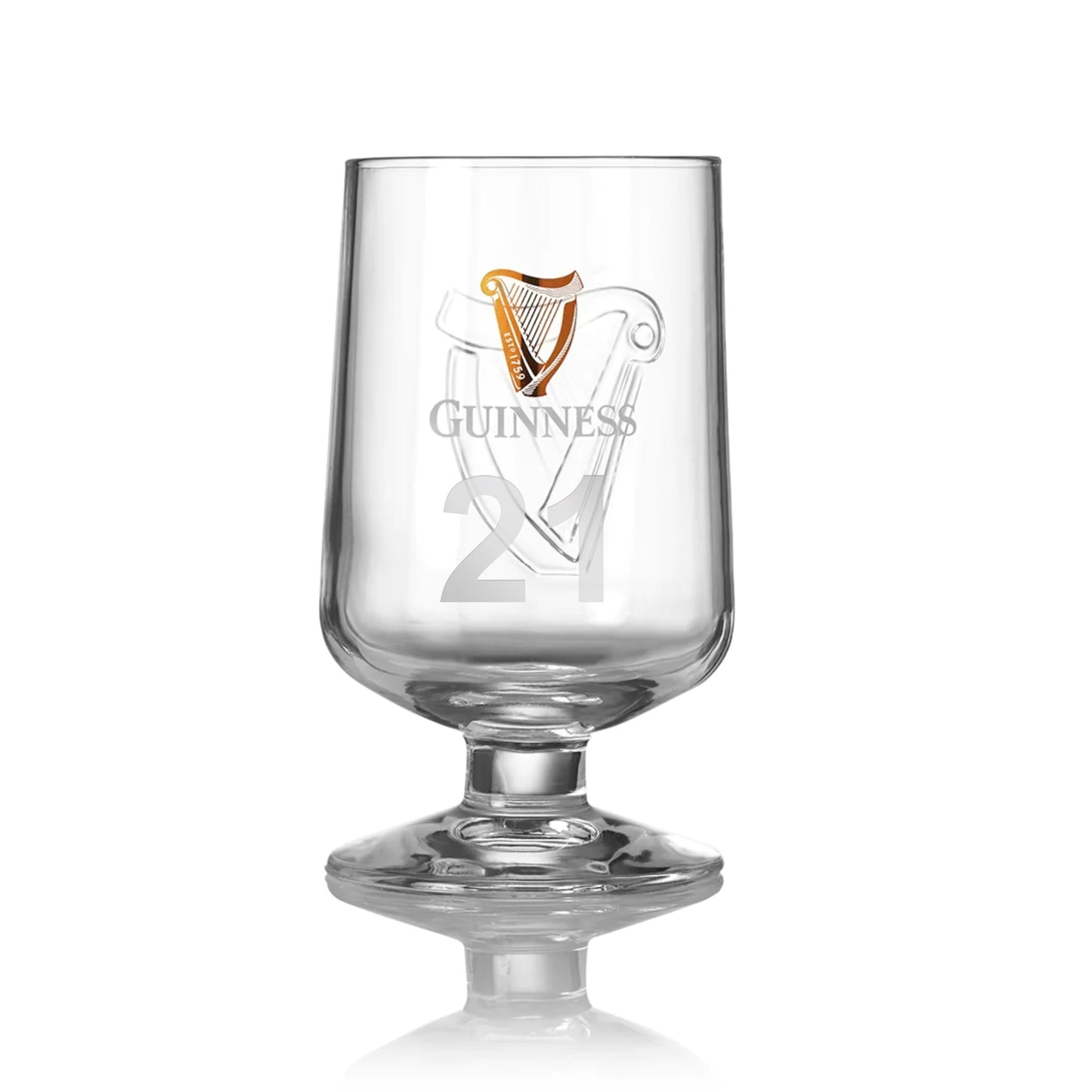 A Guinness Embossed Stem Glass on a white background.
