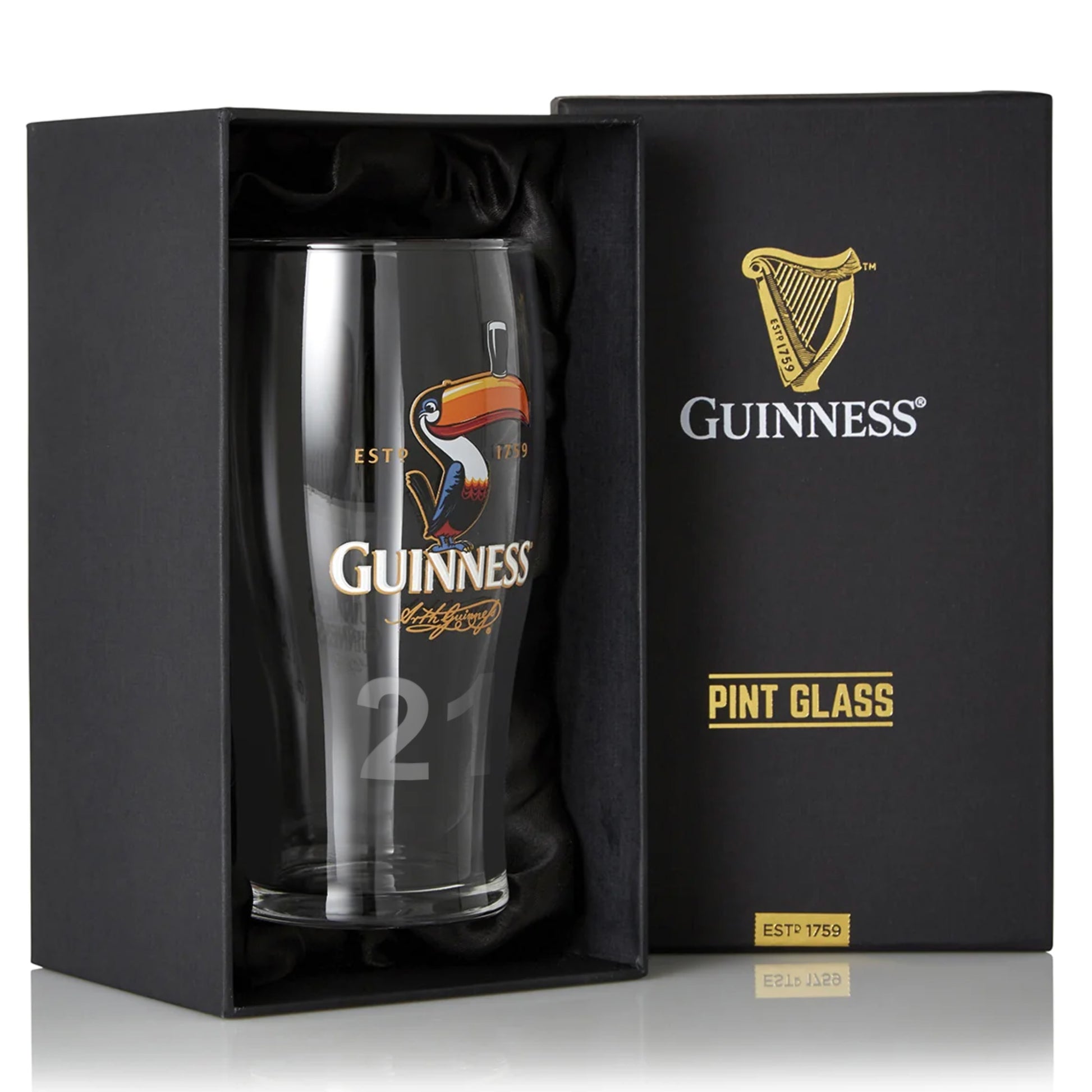 Branded Guinness Toucan Pint Glass in a box.
