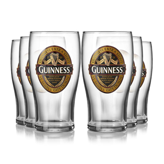 Guinness UK Guinness Classic Collection Pint Glass - 6 Pack on a white background.