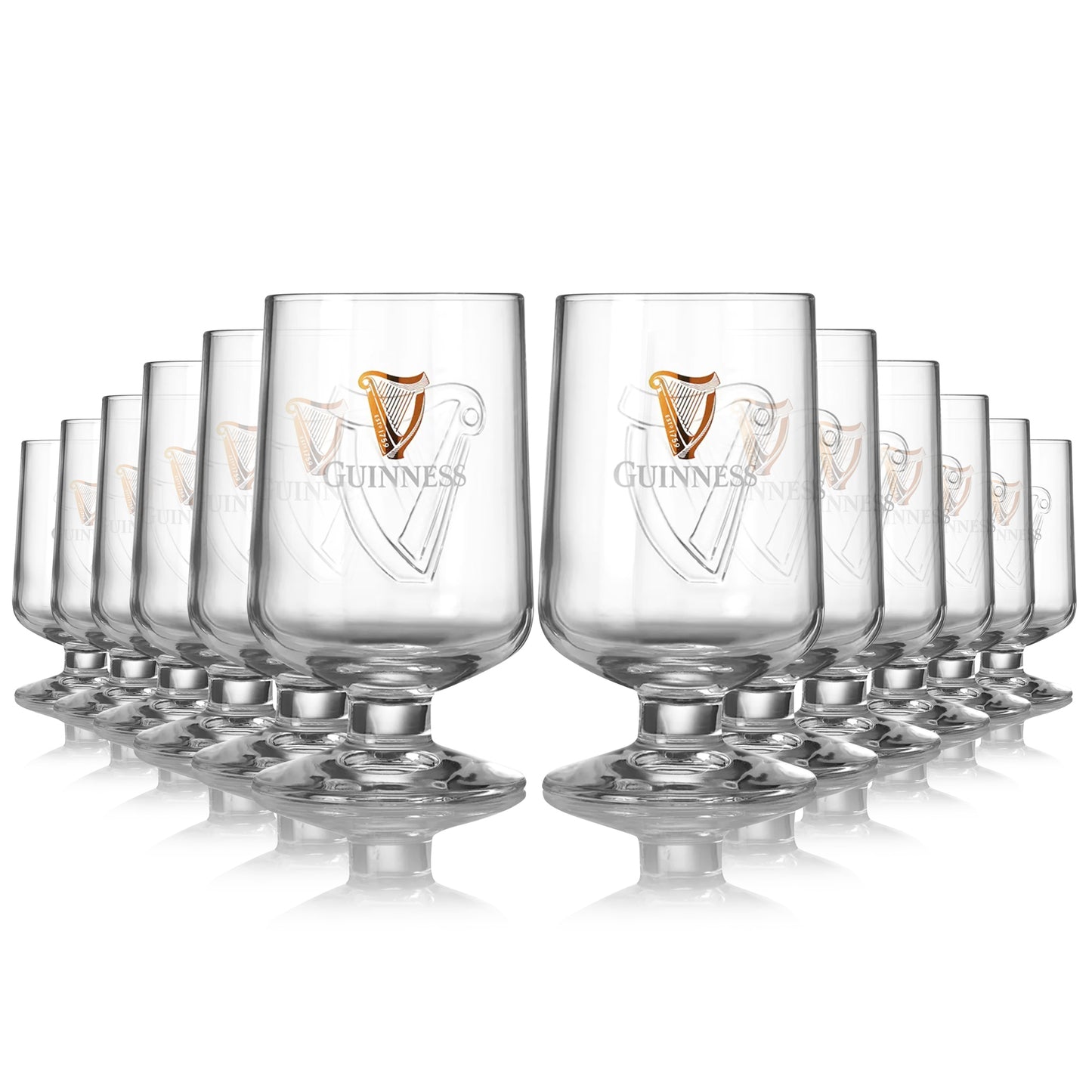 A set of Guinness Embossed Stem Glass 420ml - 12 Pack glasses from Guinness UK.