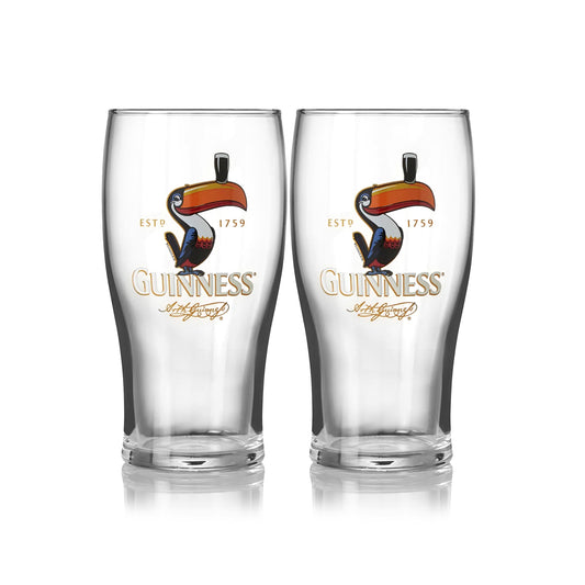 Two Guinness UK Toucan Pint Glasses - 2 Pack.
