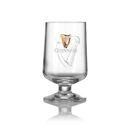 An embossed Guinness Embossed Stem Glass 420ml - 2 Pack on a white background.