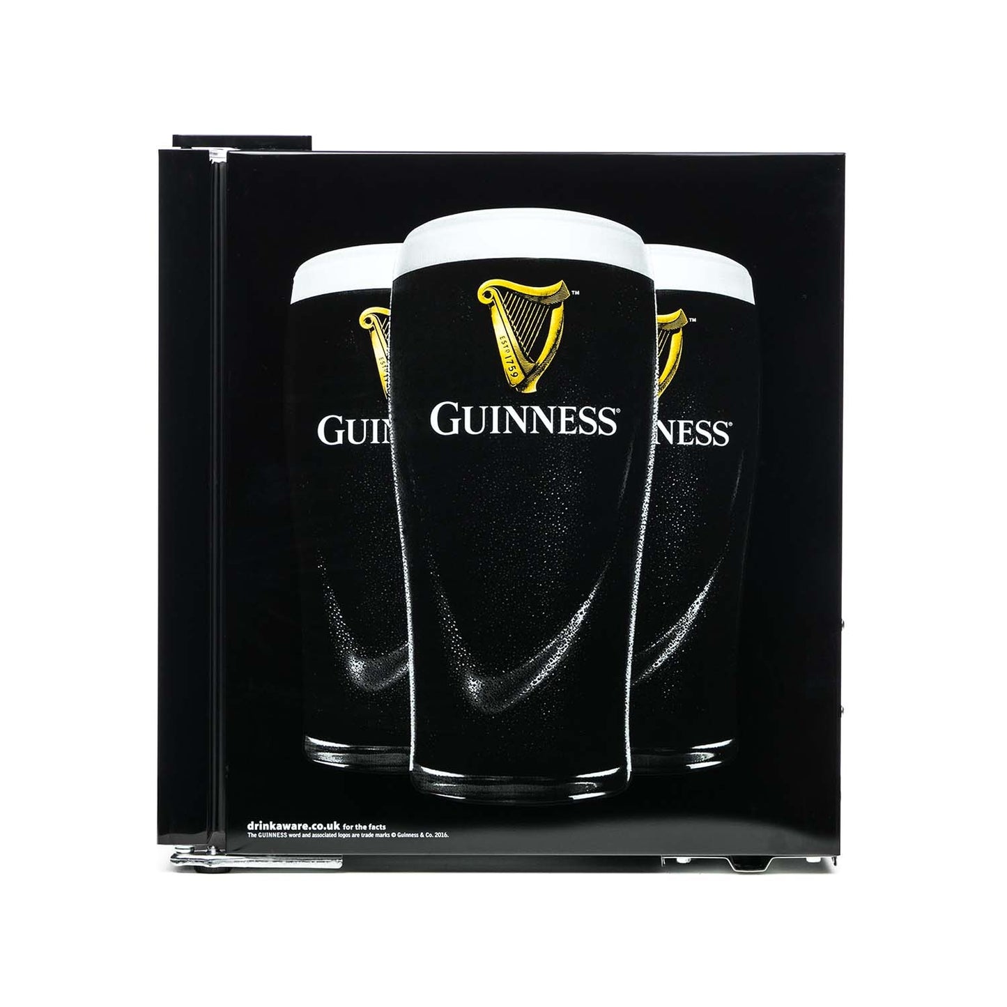 Guinness Beer Guinness Fridge with two iconic stout glasses, ensuring your brews stay chilled.