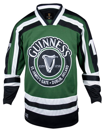 The HARP hockey jersey by Guinness UK is made of polyester and is green in color.