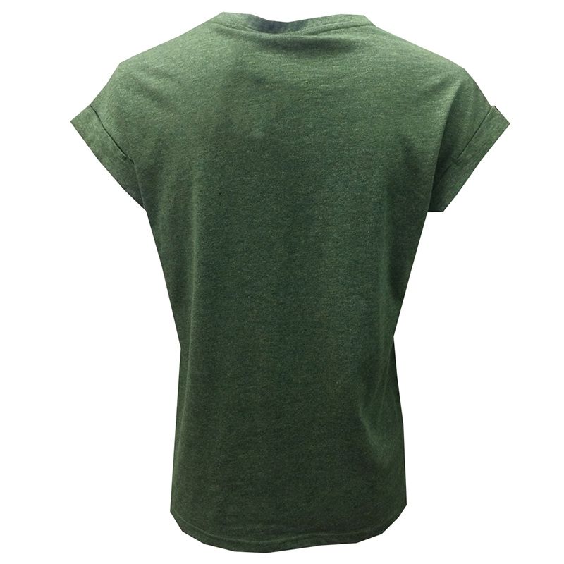 Back view of a plain dark green Ladies Guinness Stud Label T-shirt on a white background.
