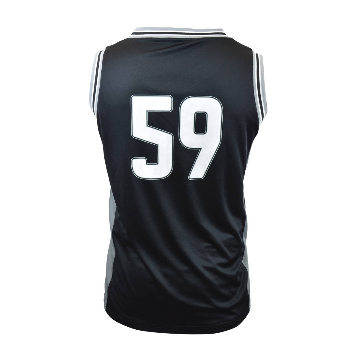 The back of a Guinness UK basketball jersey with the number 59 on it.