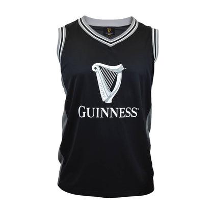 A black Guinness UK basketball jersey.