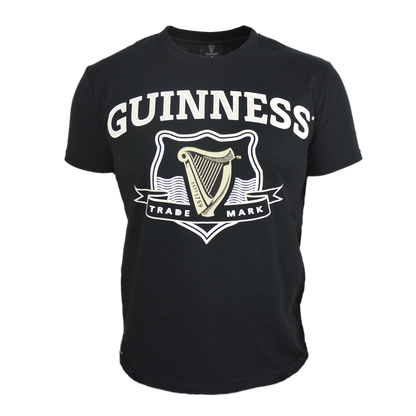 Guinness UK's Guinness Black Trademark Label T-Shirt, made of 100% cotton, features the Guinness Trademark logo.
