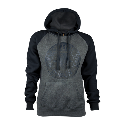 An Guinness Extra Stout Charcoal Label Beer Bottle Hoodie with an adjustable drawstring lined hood.