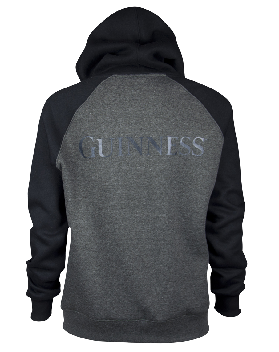 The Guinness® Extra Stout Charcoal Label Hoodie features an adjustable drawstring lined hood and prominently displays the word "Guinness" on the back. But, it should be replaced with:

The Extra Stout Charcoal Label Beer Bottle Hoodie by Guinness features an adjustable drawstring lined hood and prominently displays the word "Guinness" on the back.