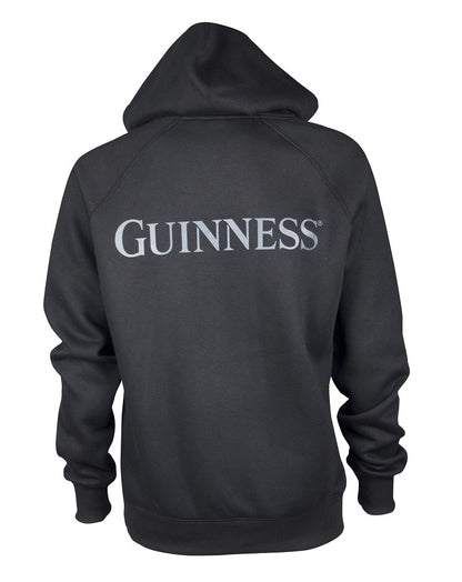 A unisex Pullover Hoodie with Beer Bottle Pocket featuring the word Guinness UK on its back.
