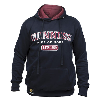 Guinness UK Navy Guinness Signature Navy Hooded Sweatshirt featuring the iconic logo.