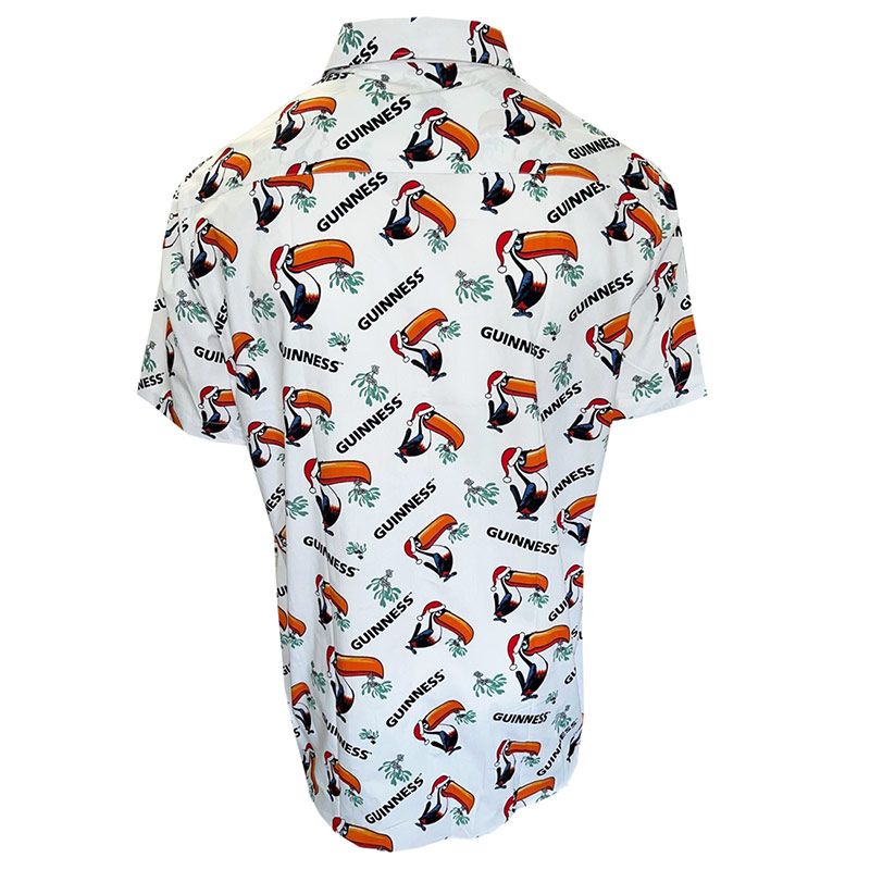 Guinness Christmas Toucan Shirt featuring a festive toucan design and the "Guinness" logo, ideal for any Guinness enthusiast, displayed from the back. Available at Guinness Webstore UK.