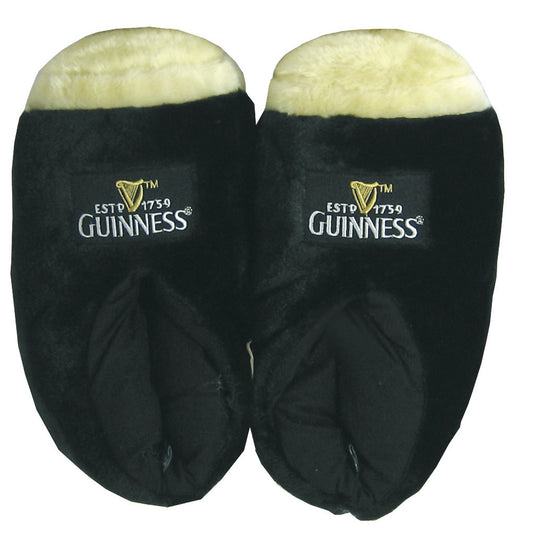 Novelty Guinness Pint Slippers on a white background.