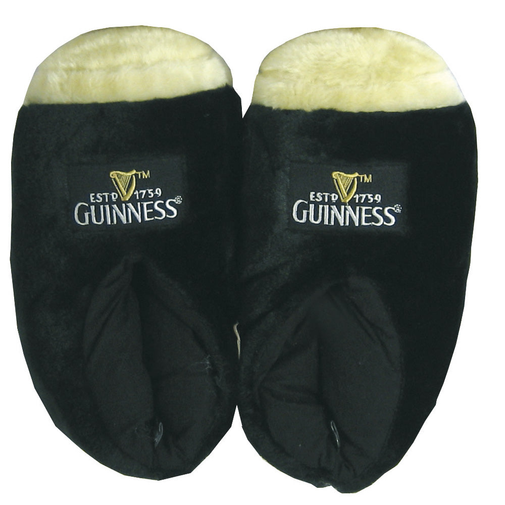 Novelty Guinness Pint Slippers on a white background.