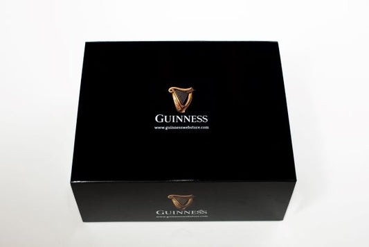 High quality Guinness UK gift box featuring the iconic Guinness logo.