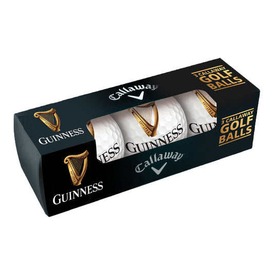 A box of golf balls with the Guinness logo.
Product Name: Guinness x Callaway Golf Balls - 3pk
Brand Name: Callaway