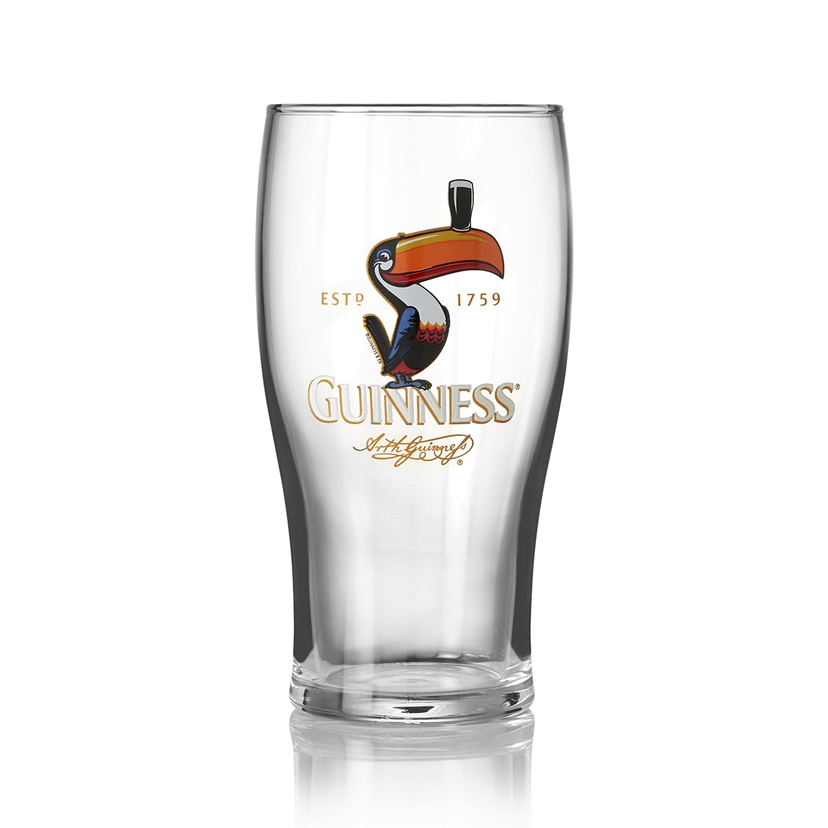 Guinness Toucan Pint Glass, branded with Guinness UK.