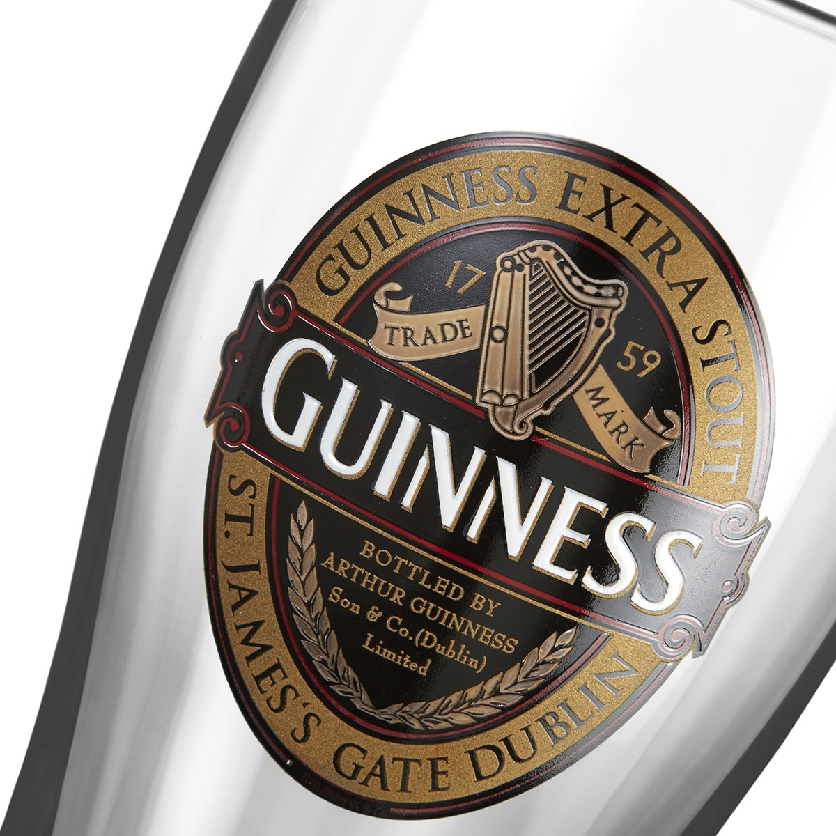 Guinness UK Pint glass with a Guinness Classic Collection logo on it.