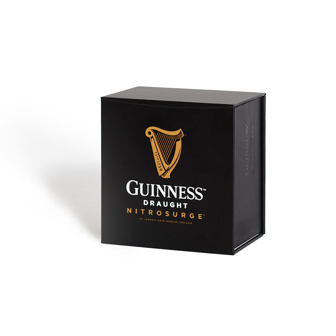 A Guinness Nitrosurge Unit gift box featuring the iconic Guinness Nitrosurge logo, designed to enhance your pouring experience. (Brand Name: Guinness UK)
