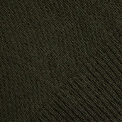 Close-up of a Guinness Bottle Green Crew Neck Jumper with a textured, ribbed pattern by Guinness UK.