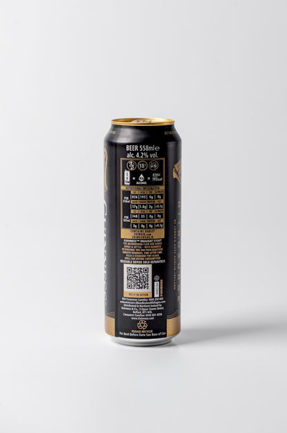 A Guinness Nitrosurge Can of beer on a white background.