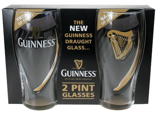 Two Guinness Pint Glass 2 Pack in a box, from the Guinness UK brand.