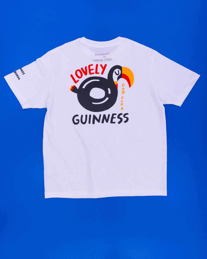 A FATTI BURKE "LOVELY DAY FOR A GUINNESS" TOUCAN WHITE TEE from Guinness Webstore UK, perfect for the festival season.