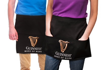 Show off your love for Guinness at your home bar with this stylish Guinness UK Bar Tender Half Apron. Perfect for any Guinness lover.