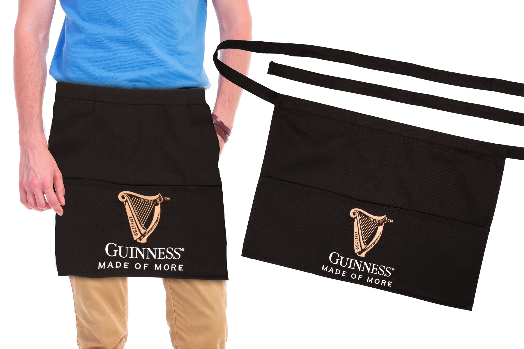 Product Description: This Guinness Bar Tender Half Apron is a must-have for any home bar or Guinness lover. Featuring the iconic Guinness logo, it adds a touch of style and practicality to your kitchen or barbecue sessions. (Brand Name: Guinness UK)