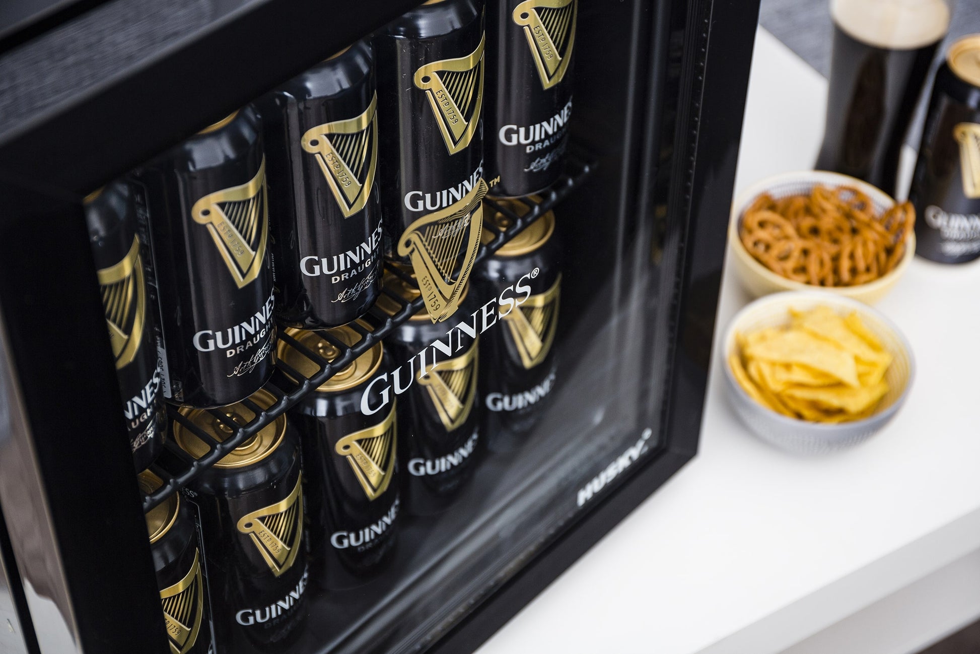 Iconic stout brews chilled in the Guinness Beer Fridge.