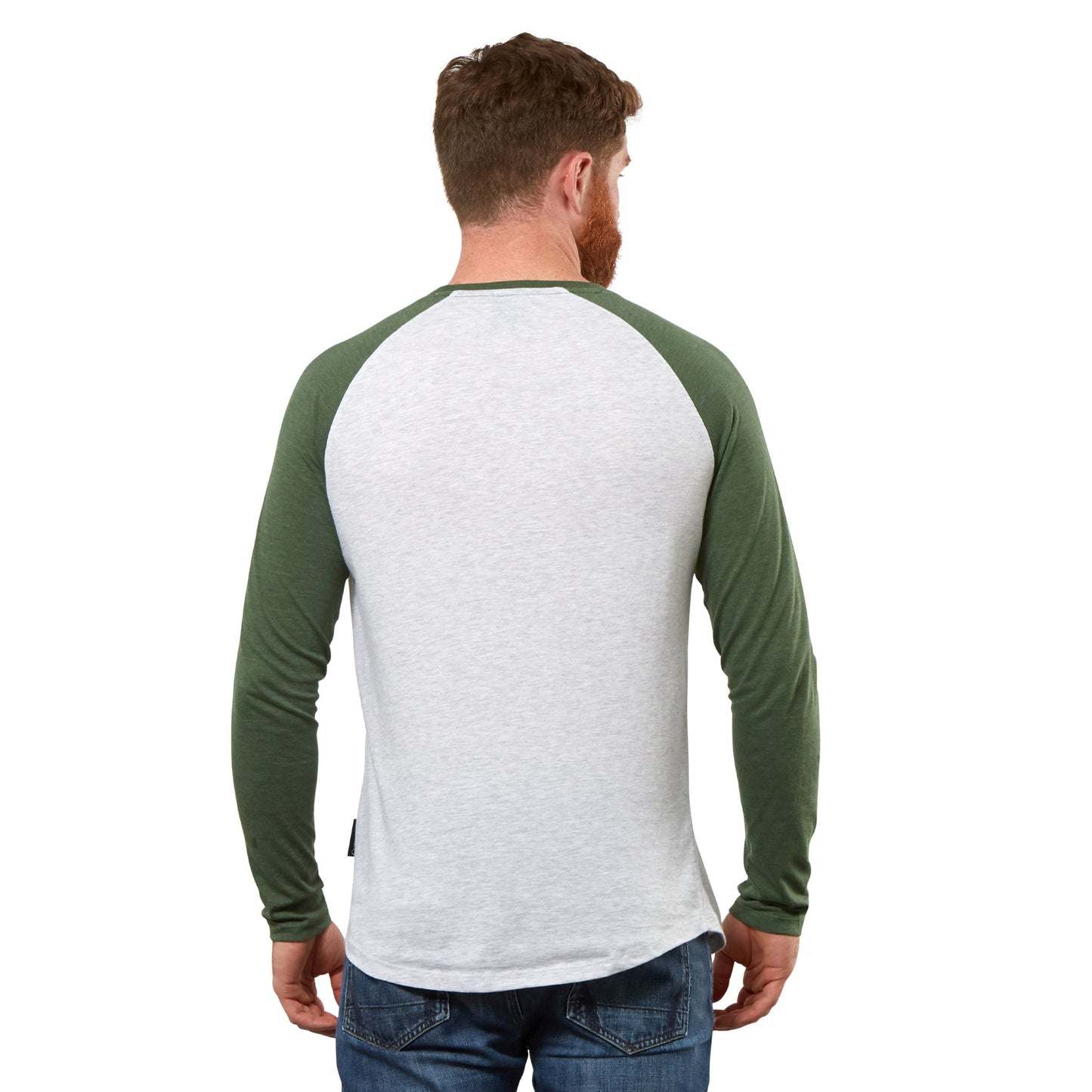 The back view of a man wearing a Guinness Baseball T-Shirt.