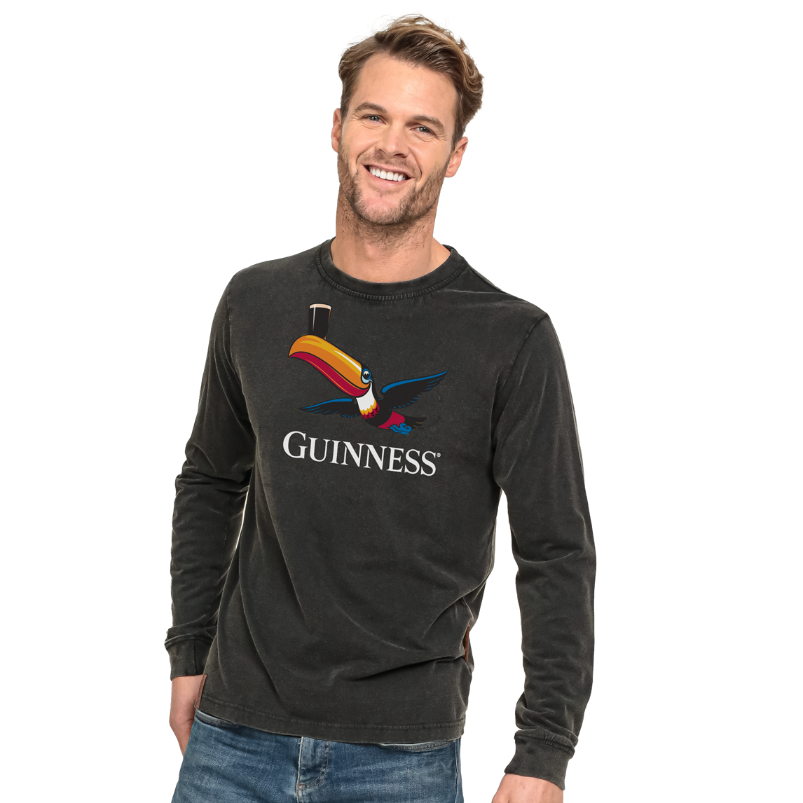 Distressed Guinness Flying Toucan Long Sleeved T-Shirt.