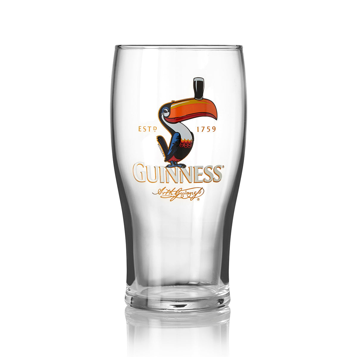 Iconic Guinness Toucan Pint Glass - 12 Pack featuring the iconic Guinness logo and toucan design by Guinness UK.