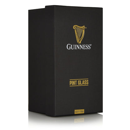 Guinness Embossed Stem Glass from Guinness UK in a black box.