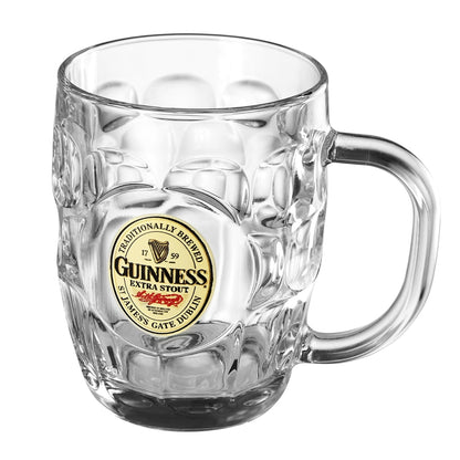 A Guinness Hobnail Label Tankard with the Guinness UK logo on it.