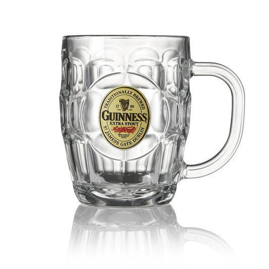 A Guinness UK Guinness Hobnail Label Tankard on a white background.