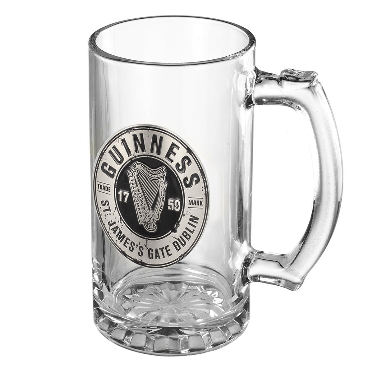 A Guinness Pewter Logo Tankard with the Guinness logo.