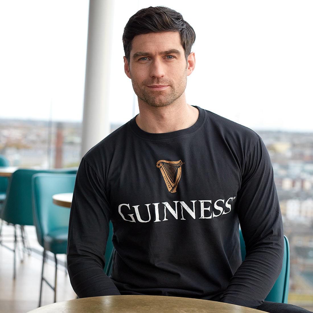 Guinness UK Guinness Black Trademark Label Long Sleeve T-Shirt, featuring the iconic trademark.