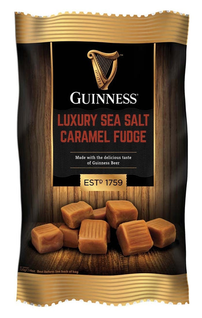 Indulge your sweet tooth with our creamy Guinness Luxury Caramel Fudge with Sea Salt.