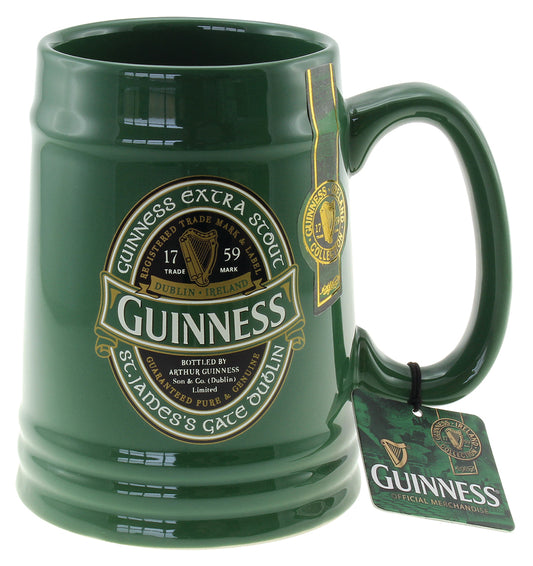 Guinness Stein with Guinness Ireland - Green Filled Tankard tag.