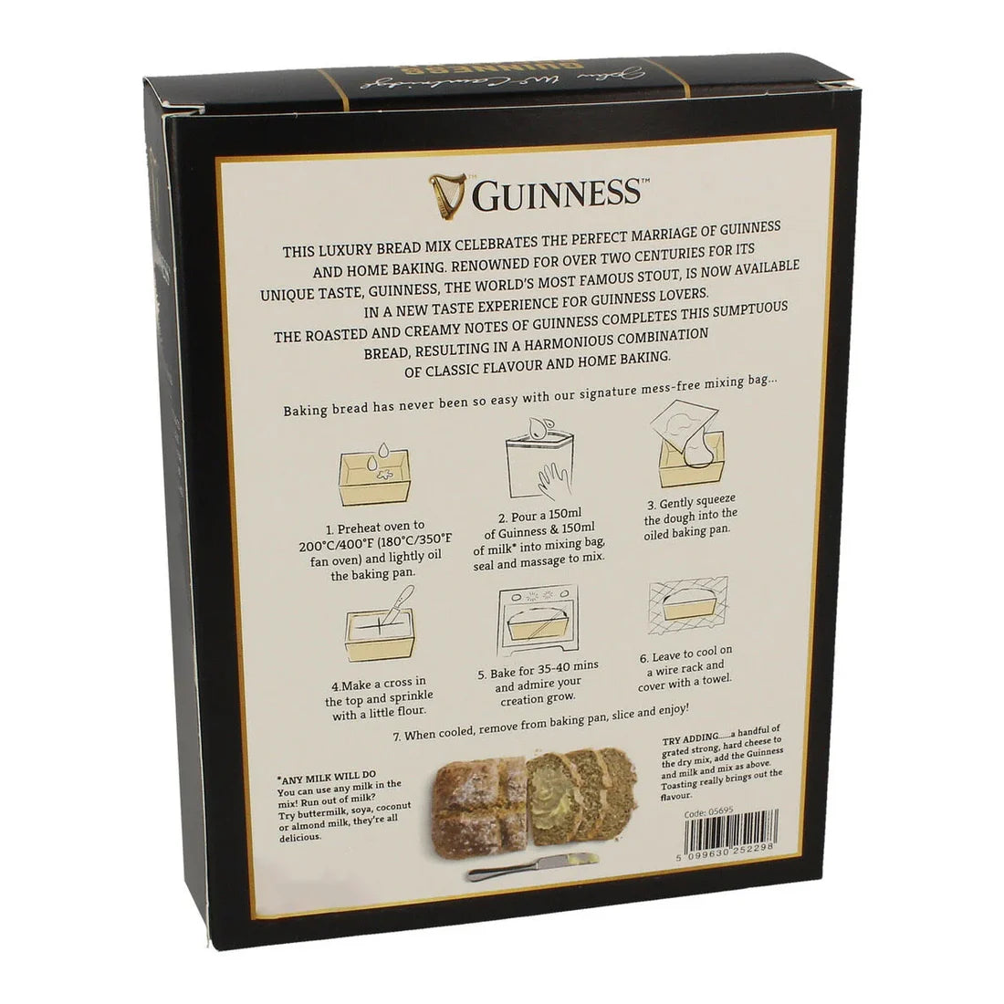 Guinness Bread Kit by Guinness Webstore UK with preparation instructions and illustrations on the back.