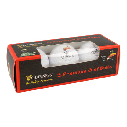 The Guinness Webstore UK offers the "Guinness Gilroy 3 Pack Golf Balls," featuring iconic sleek packaging adorned with the unmistakable Guinness Toucan. These premium golf balls promise exceptional performance on the green while boasting distinctive branding that stands out.